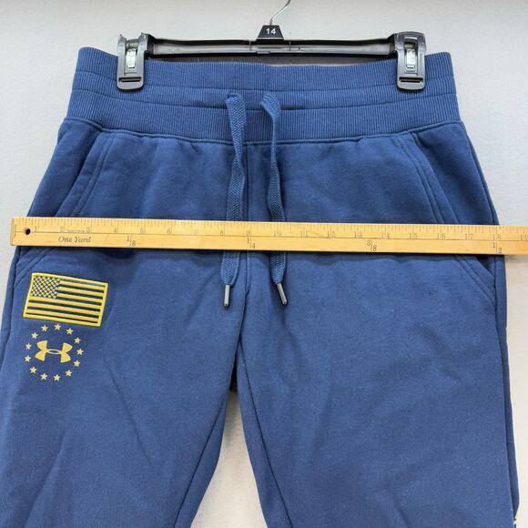 Under Armour Project Rock Respect Joggers Mens S Blue Gold US Flag Patch Sporty - Picture 10 of 13